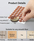 Top Shelf Self Sticky Felt Pads 48 Pack brown round bumpers shown being peeled from protective paper for easy application.
