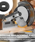 Outer Blade Clamp Washer Replacement For Ten Inch And Twelve Inch Miter Saws Easy DIY Fit Works With Models DW703 DW705 DW706 DW708 DW712 DW713 DW715 DW716 DW717 DW718 DWS780 Part 15196201 shown with miter saw
