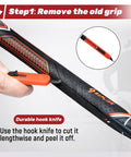 Using hook knife to remove grip in All In One Golf Grip Regripping Kit With 5oz Solvent, 15 Grip Tapes, Tape Remover Tool, Hook Blade, Clamp