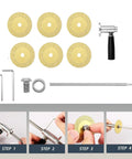 Inside Pipe Cutter Kit For PVC And ABS Pipes With Diamond Grit Wheel Adjustable Cutting Depth Handle Included Ideal For Impact Drivers And Clean Inside Cuts, with assembly steps