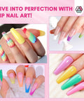 Colorful nails using Dip Powder Nail Kit With Drill Starter Set For DIY Mani, 30 Colors Dip Powder Collection, on multiple hands.