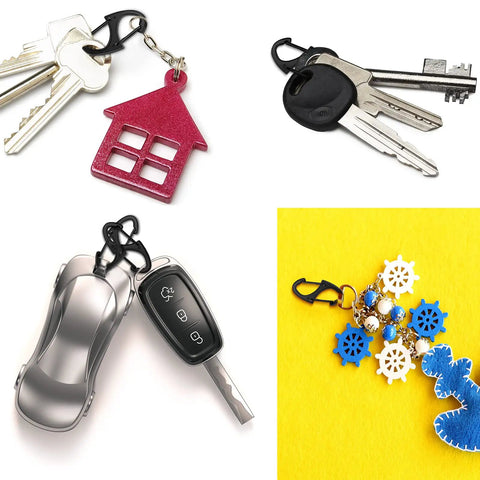 20 Pack Mini Carabiner Clips With Zipper Clips Alloy Snap Hooks 1.6 Inch Dual Wire Gate Interlocking Keychain Attachments
