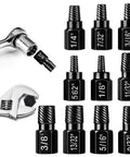 Beast 10 Piece Screw Extractor Kit For Stripped Bolts And Nuts MultiSpline Hex Breaker Set with wrenches and extractors shown.