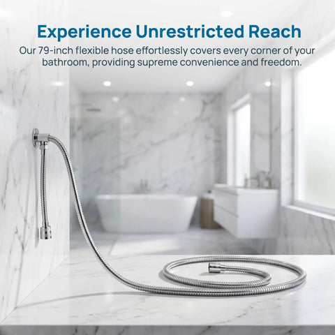 Extra Long 79 Inch Stainless Steel Shower Hose Handheld Extension Universal Replacement G One Half in modern bathroom setting