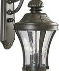 Three Light Water Seeded Glass Outdoor Wall Lantern In Forged Bronze Finish, Traditional Large Exterior Sconce For Homes