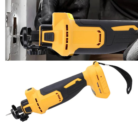 Cordless Drywall Cutout Tool With Brushless Motor, 30000 RPM, 3 Speed Settings, LED Light, Dust Cover, black and yellow body