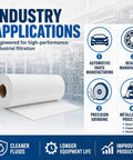Industrial Coolant Filter Paper Roll 50cm by 100m 25 30 Micron Mixed Fiber Heavy Duty Filtration For Machine Shop Metal Particles
