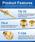 Shower Valve Rebuild Kit With TA-10 Flow Spindle, TA-4 Hot Cold Seats, And T-12A Cap for Temptrol Style Shower Valves image