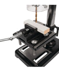Heavy Duty Drill Press Vise With Beefy Etched Jaws, showcasing 2-1/2 inch clamping capacity and pivot handle for precision tasks.