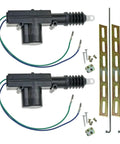 Universal Car Power Door Lock Actuator Two Pack Plug And Play Replacement Kit With Heavy Duty Mounting Straps For Quick No Sweat Swap On Most Sweet Rides with included motors and hardware.