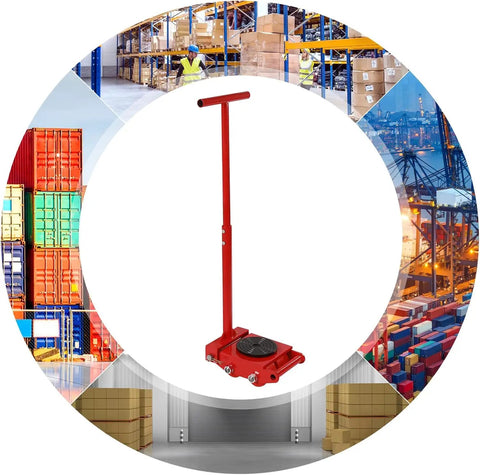 Heavy Duty Machine Skates With 360 Swivel PU Rollers For Industrial Machinery Moving Carbon Steel Base in warehouse environment.
