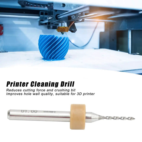 3D printer operating with Pro-Grade 3D Printer Nozzle Cleaning Kit With 1.0mm Tungsten Carbide Drill Bits shown below.