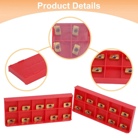 20Pcs APKT11T3 TiN Coated Carbide Indexable Inserts for Face Milling Cutter in red storage box