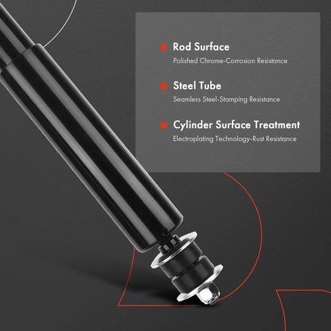 Close-up of the rod surface on Beefed Up Rear Pair Shock Absorber Strut Assembly for Ford Mustang 2005 to 2014 with corrosion resistance.