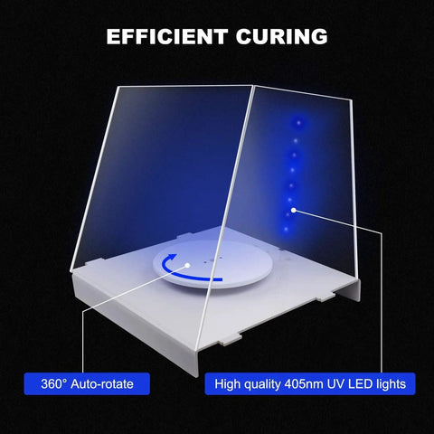 405nm UV Resin Curing Box with Six High Power LEDs Electric Turntable and Adjustable Timer for 3D Printers