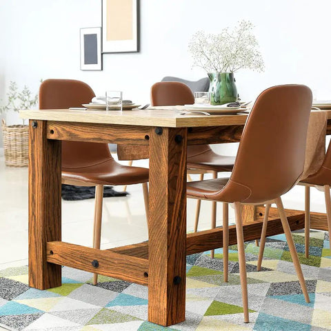 Dining table secured with Heavy Duty Cross Dowel And Bolt Kit Eight Pack For Bed Frames And Workbenches With Washers