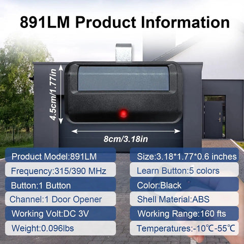 Two Pack Universal Garage Door Opener Remote Replacement For 891LM 893LM 893MAX 370LM 371LM 373LM 971LM 973LM No Wait Wireless Keyless Entry Safe Security Easy Setup Works With Most 1993 To Present Openers