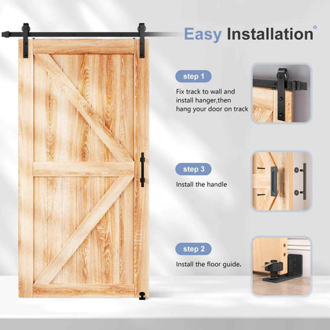 EaseLife Eight Foot Sliding Barn Door Track And Hardware Kit With Basic J Pulley For Smooth Quiet Operation And Easy Installation