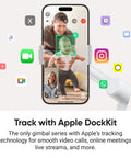 Foldable AI Phone Gimbal Pro Vlog Kit with 360 Pan Tracking showcasing Apple DockKit facilitating video calls on iPhone screen