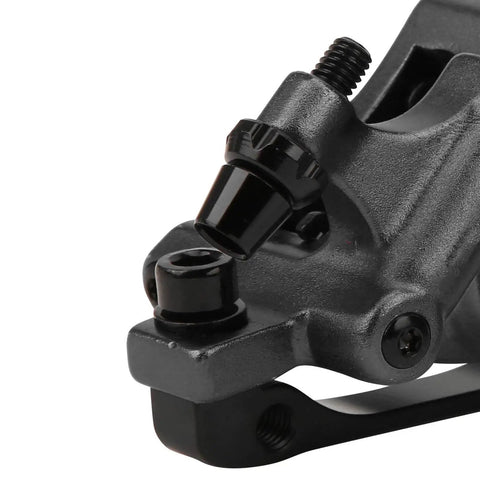 Lightweight Mechanical Disc Brakes With Durable Aluminum Alloy Build And Killer Stopping Power close-up of the caliper fitting.