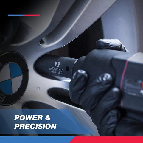 Using Half Inch Impact Socket Set 15 Piece Metric 10 24 mm Deep Sockets Six Point Drive for Impact Wrench on car wheel