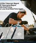 Mechanic using 3 In 1 Magnetic Pickup Set With 15 Lb Telescoping Retriever, 3.5 Lb Slim Magnet For Tight Spots, And Flexible Shaft