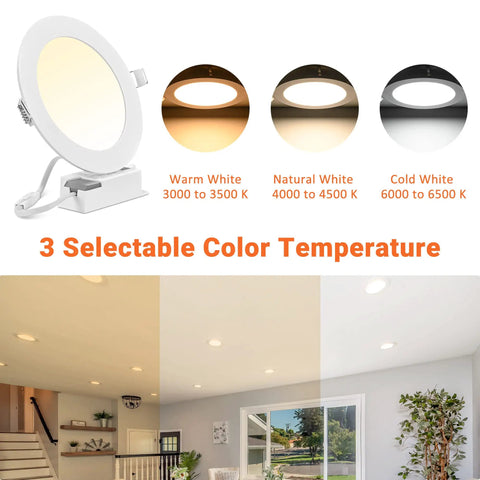 Six Pack 5 Inch LED Recessed Ceiling Lights Sleek Ultra Thin Canless Downlight With 3CCT Selectable color temperatures in room view