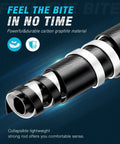 Close-up of Telescopic Fishing Rod And Reel Combo With Bag, Carbon Fiber 30 Ton rod, showing durable collapsible graphite detail