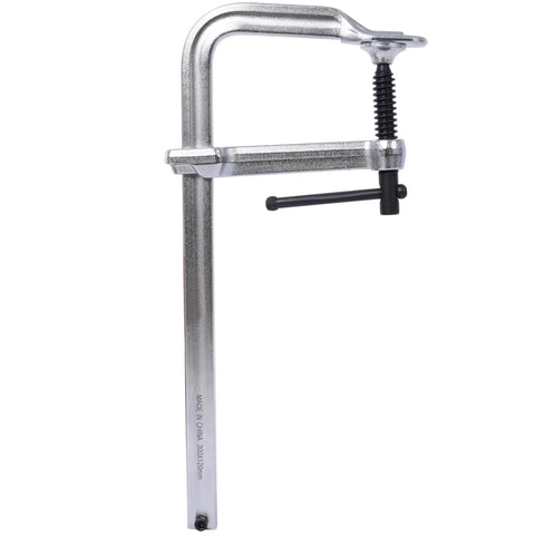 Heavy Duty Drop Forged Steel F Clamps 1400 Lbs Force 12 Inch Jaw Opening 4-3/4 Inch Throat Depth Pack Of 4 side view of clamp
