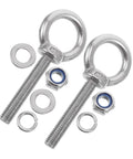 Stainless Steel M10x60 Eyebolt Kit With Nuts And Washers For Concrete Anchors Includes Flat Washer And Spring Washer Heavy Duty Threaded Eye Bolts For Rock Solid Vibration Resistant Secure Fastening, stainless steel eyebolts with washers and nuts