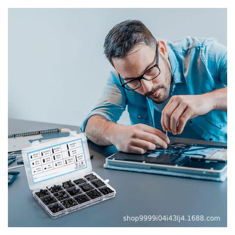 Man assembling electronics using Heavy Duty M3 Black Nylon Pcb Standoff Kit With Screws Nuts Washers Motherboard Support Pillars.
