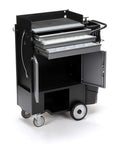 Hella Sturdy Three Drawer Rolling Utility Cart For HVAC Pros And Major Equipment Rig With Zero Tool Hassle and Rock Solid Portable Storage Organizer For Main Shop Warehouse And Active Site Work, showing three drawers and a sturdy black finish.