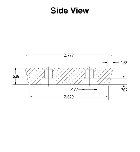 Rock Solid Heavy Duty Rubber Feet Bumpers For Furniture And Desks Non Marking Square Rubber Pads side view with dimensions.