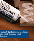 Marine Adhesive Sealant 5200 Fast Cure 10 Oz White Durable Watertight Bond Above And Below Waterline shown in use