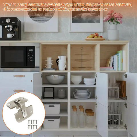 Two Pack Pie Cut Corner Cabinet Hinge With Adjustable Concealed Door Hinge 343.90.710 installed on kitchen cabinets