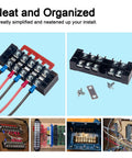 Dual Row Terminal Block Kit With Cover 4 5 6 Positions 600V 15A Wire Screw Terminal Strip Pre Insulated Terminals in use