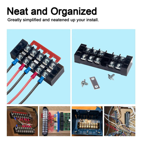 Dual Row Terminal Block Kit With Cover 4 5 6 Positions 600V 15A Wire Screw Terminal Strip Pre Insulated Terminals in use