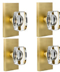 Dope Glass Crystal Dummy Door Knob Set For Interior Doors Hall Closet Non Turning Single Side Inactive 4 Pack Satin Brass Finish Easy Install Modern Look Design