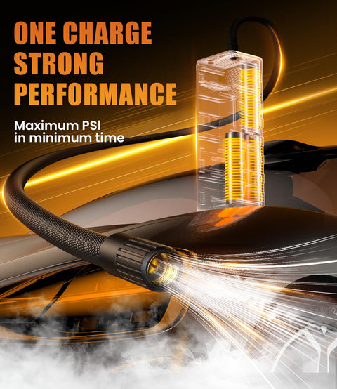 Cordless Tire Inflator Portable Air Compressor 150 PSI Rechargeable With Digital Pressure Gauge LED Light Auto Shut Off