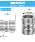 Heavy Duty Wire Shelving Pole Connectors And 8 Pack Coarse Thread Mounting Rods detailed size illustration of metal connectors with dimensions.