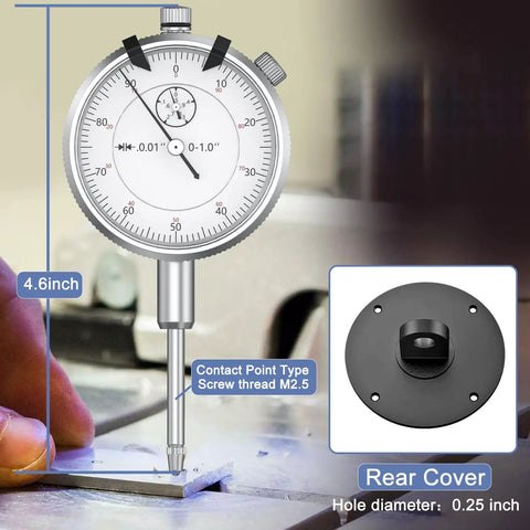 Dial Indicator 0 To 1 Inch Range With 0.001 Inch Resolution Case Included Precision Measuring Tool For Lathe CNC and more