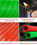 Built Tough Heavy Gauge High Voltage Insulating Rubber Mat Dielectric Non Conductive Switchboard Floor Roll Black Corrugated Anti Shock Workzone Defender, featuring green and red striped designs, flame and water resistant.