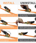 Tough As Nails Ratchet Tie Down Straps 15 Foot Long 4 Pack Heavy Duty Cargo Straps installation and uninstall instructions.