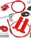 80cc Mini Bike Throttle Cable And Brake Kit For Mega Moto MMB80 MMB105 Coleman with red grips and silver-plated lever
