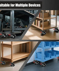 Built Like A Tank 2 Inch Heavy Duty Low Profile Leveling Casters With Brake Swivel Set Of Four on various furniture surfaces.