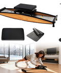 Indoor Skiing Simulator For Home Workouts, Full Body Ski Training Machine with sliding action visible in a room setting
