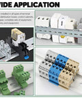 15 Pieces Slotted Aluminum DIN Rails, 4 Inch Long, 35mm Wide, 7.5mm High, mounted with electrical components