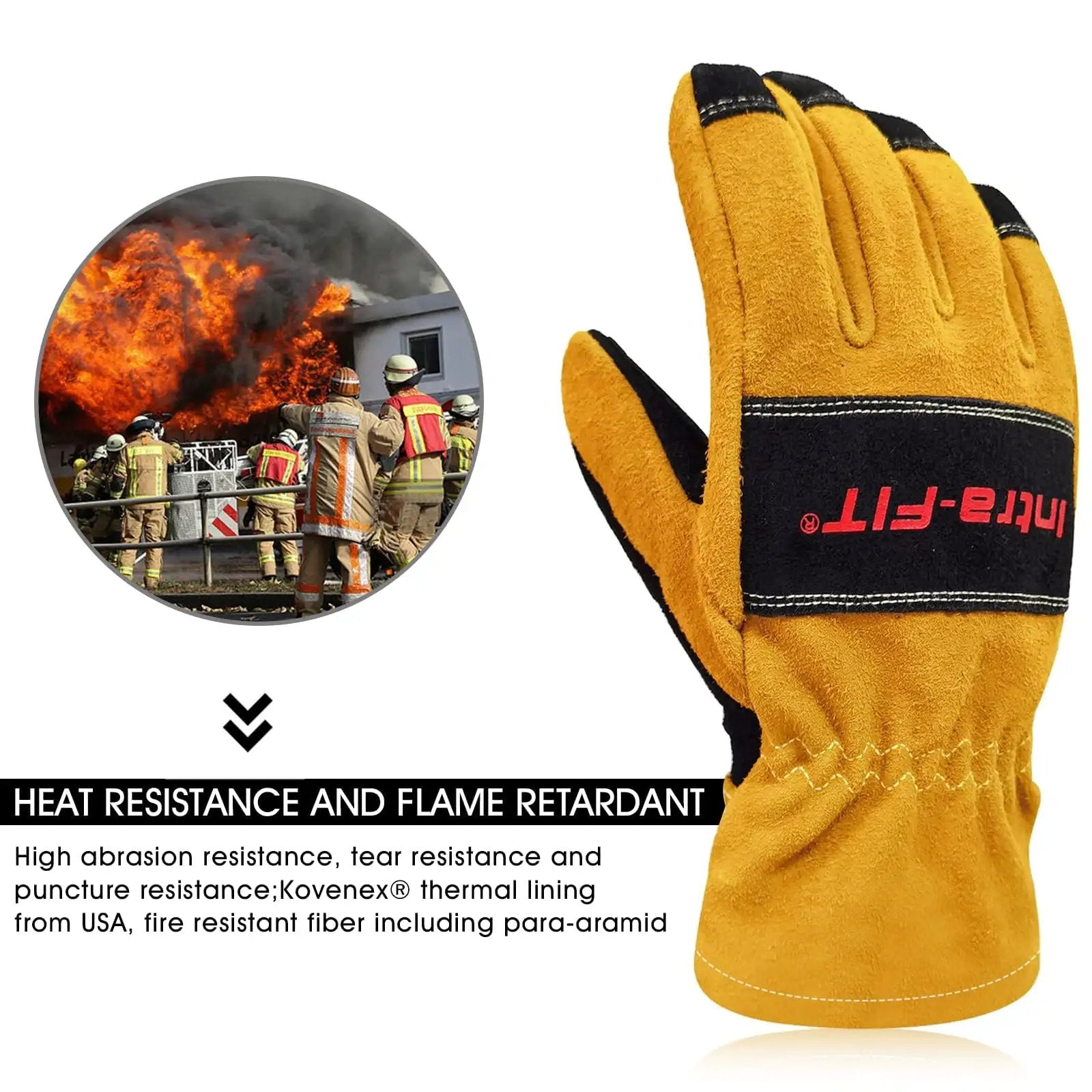 Yellow X Large Firefighter Glove 3D Design, Heat Resistant ✓