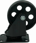 Heavy Duty 3.5 Inch Swivel Caster Wheel Kit Featuring Two Lock Brakes And Two Non Brake Plates, durable cast iron tire with steel mount.