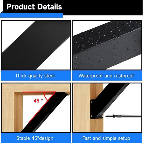 Heavy Duty 45 Degree Angle Support Brackets Kit For Wood Posts, 12 Piece Heavy Hitter Corner Brace Set features thick, waterproof steel design.